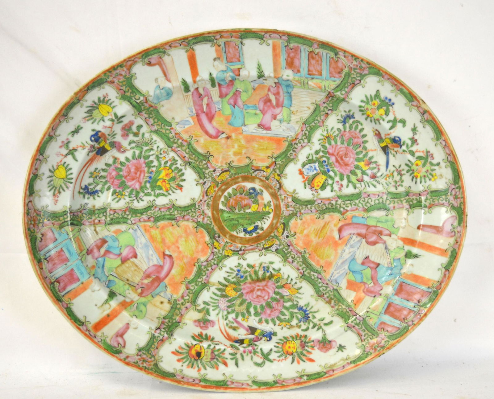 Large Chinese Oval Rose Medallion Charger (1 of 5)