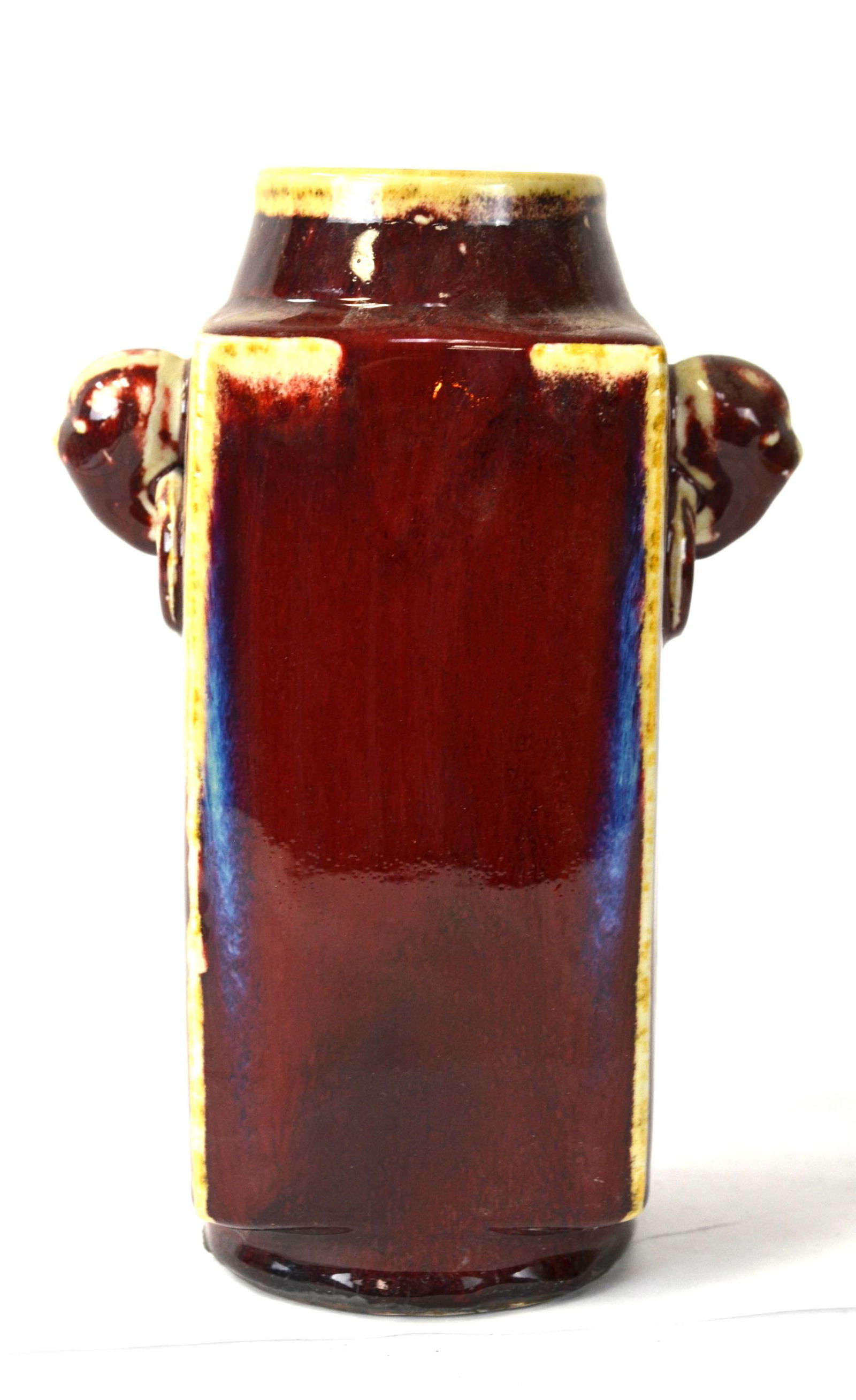 Chinese Flambe Glazed Square Vase (1 of 7)