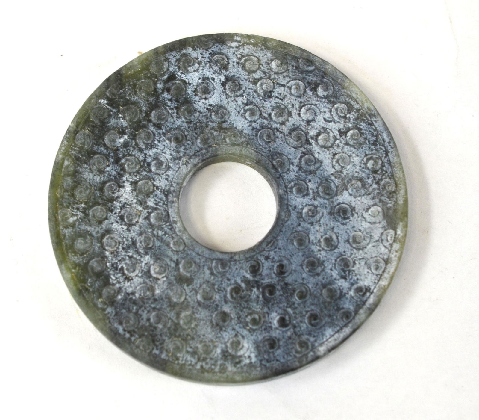 Archaic Chinese Carved Green Jade Bi (1 of 7)