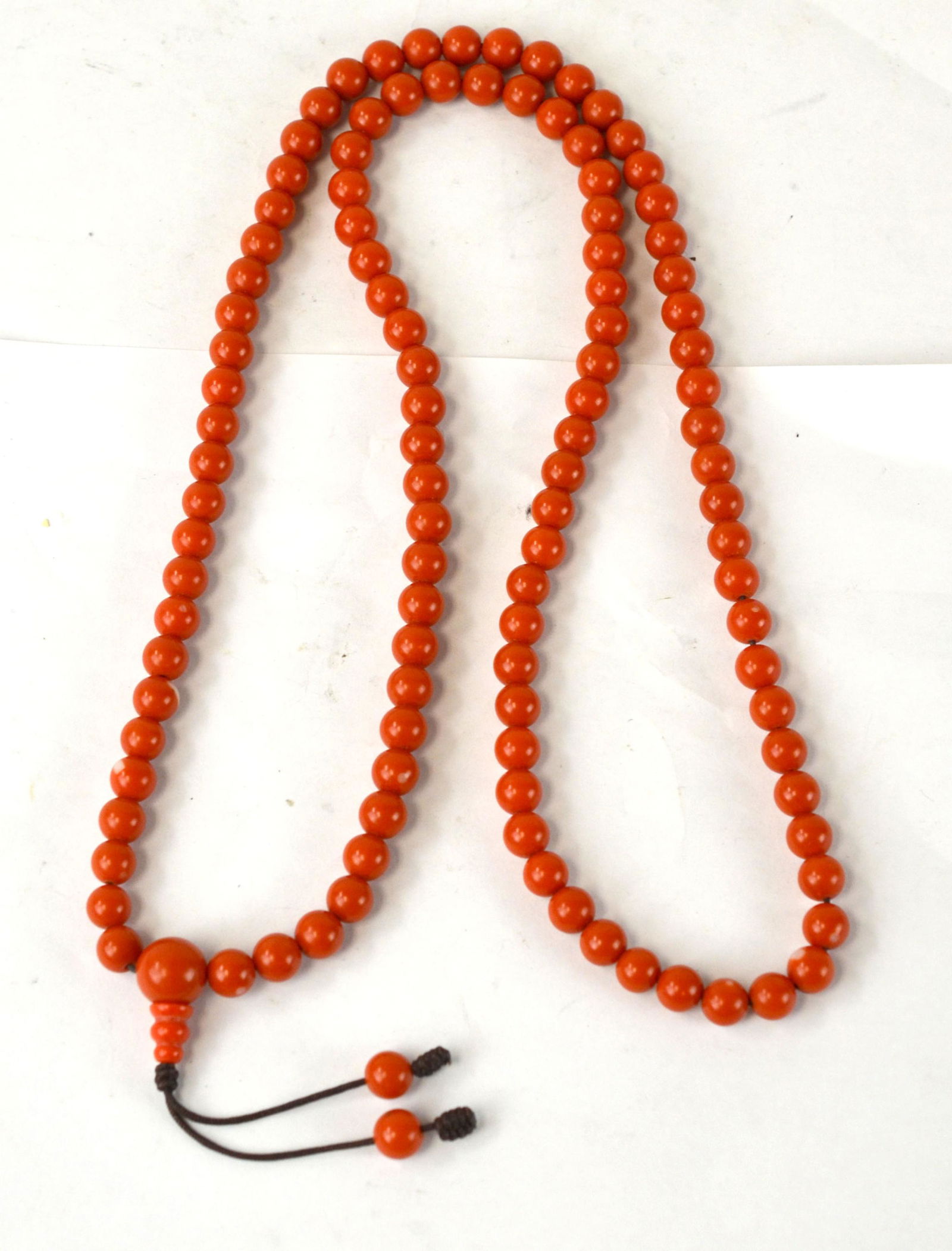 Chinese Red Coral Beads Necklace. (1 of 5)