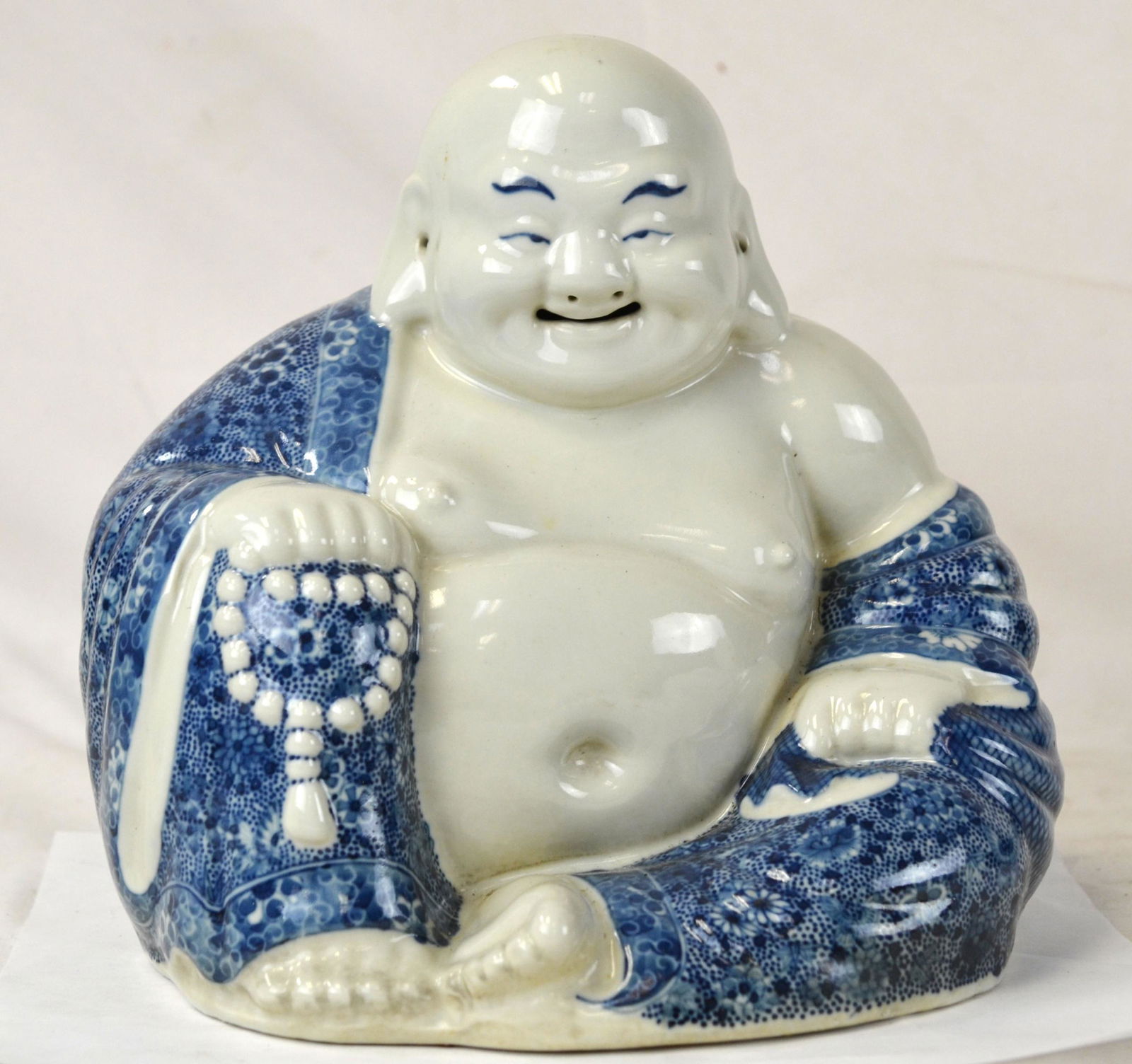 Chinese Blue & White Happy Buddha Figure (1 of 8)