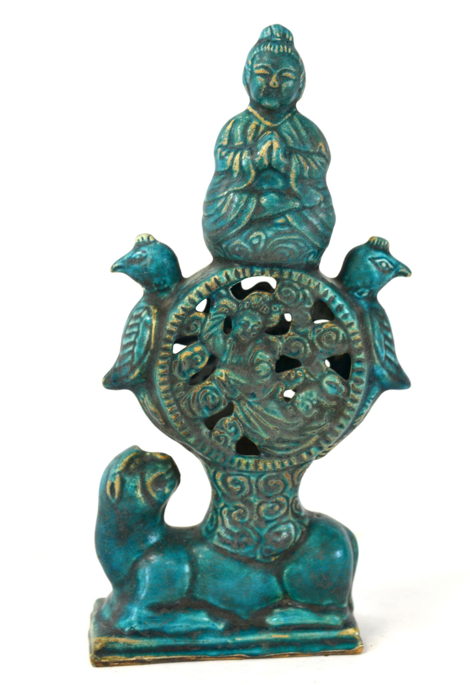 Chinese Peacock Blue Glazed Figure (1 of 7)