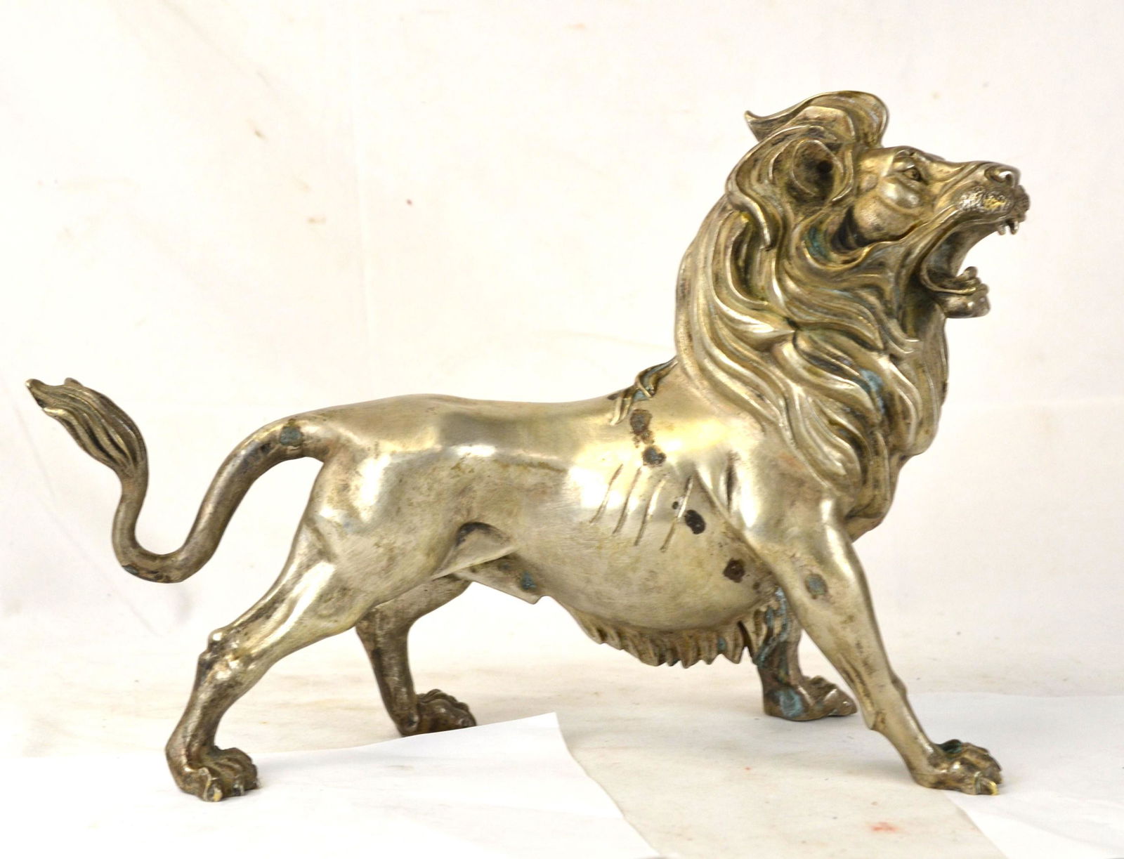 Large Silver Plated Lion Sculpture (1 of 6)