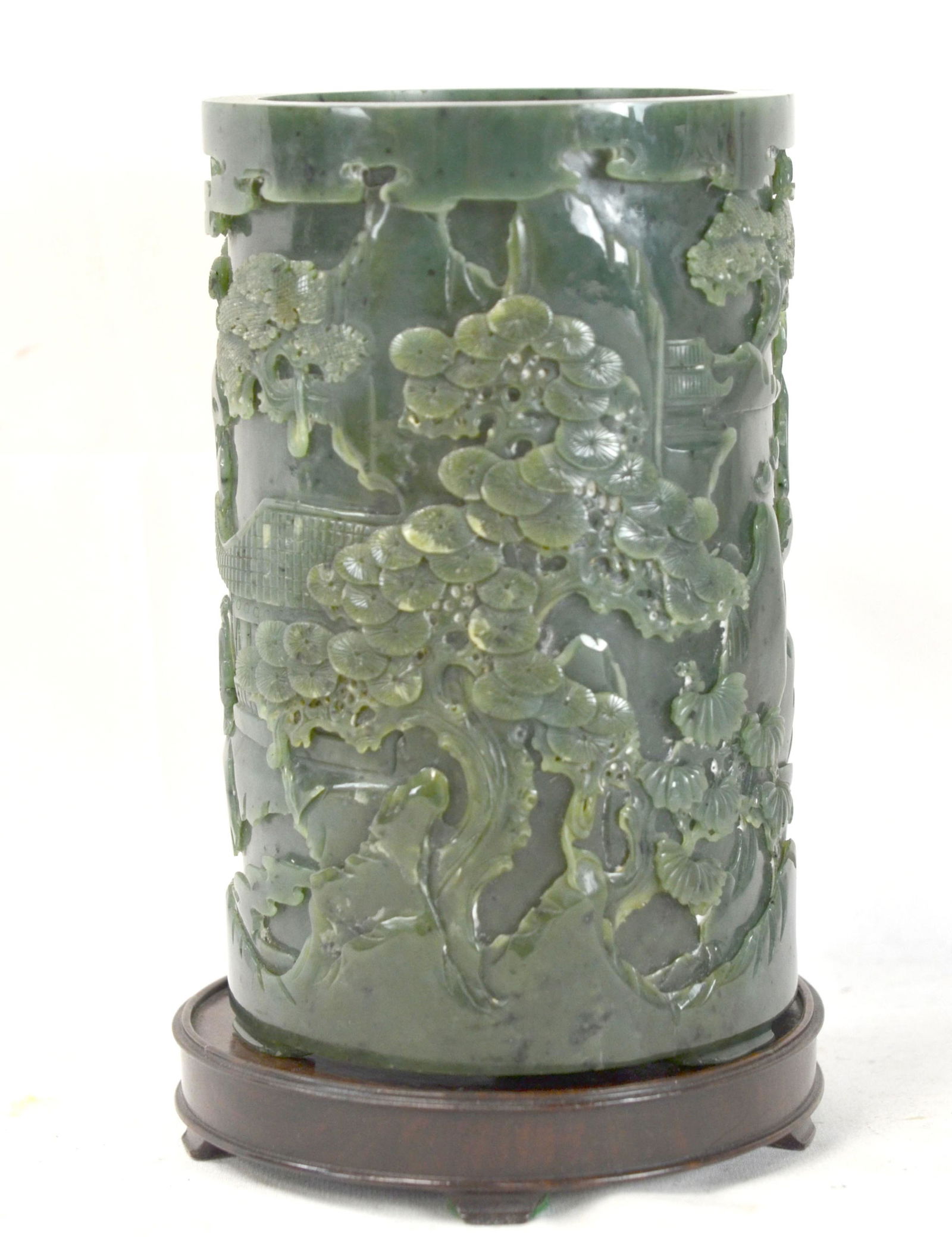 Chinese Carved Spinach Jade Brush Pot (0007) on Dec 18, 2022 The