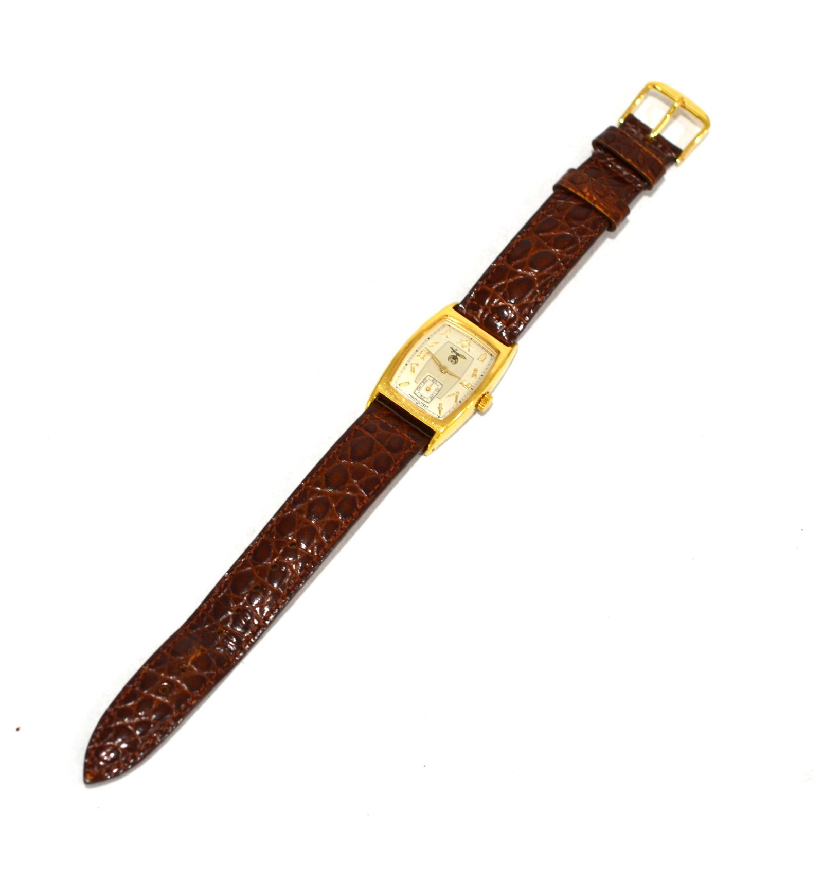 Hamilton Massonic Watch: Hamilton massonic ladies wrist watch with leather bang, case size: 23mm x 30mm