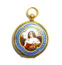 14K Gold Enamel Swiss Pocket Watch