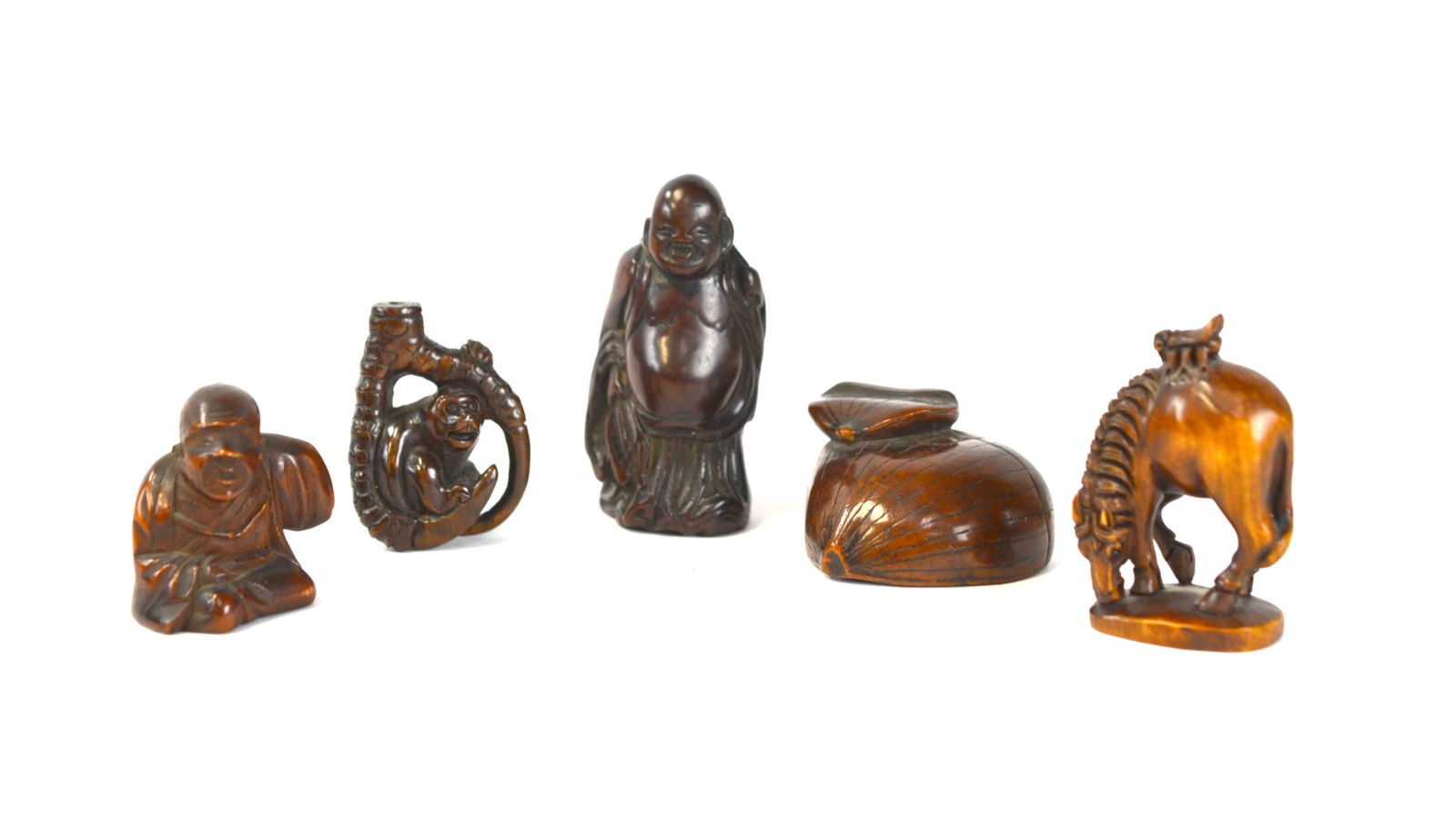 Five Japanese Wood Netsukes (1 of 17)