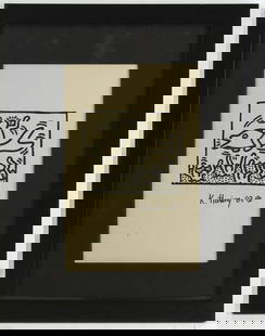 Keith Haring (America 1958 - 1990), marker on pape: Keith Haring (America 1958 - 1990), marker on paper, framed under glass, signed and dated 87, 32 x 21.5 without frame, 39 x 51 cm with frame, Certificate: ID KH19876193A1. Provenance: Private collecti