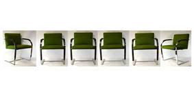 Six Pcs Green Knoll BRNO Chairs Mies Van Der