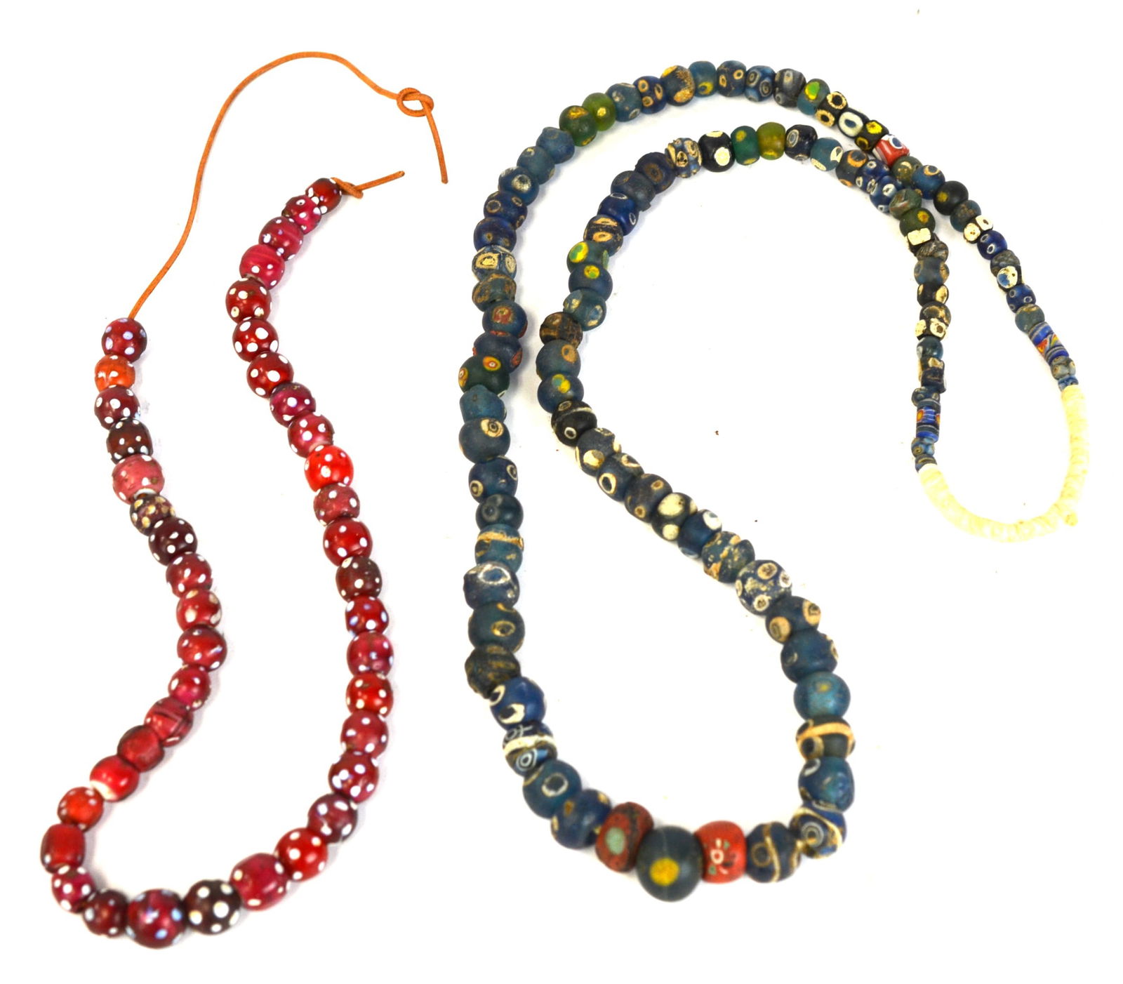 Two Ancient Enamel Glass Beads Necklaces (1 of 6)