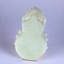 Chinese Carved White Jade Double Gourd Plaque