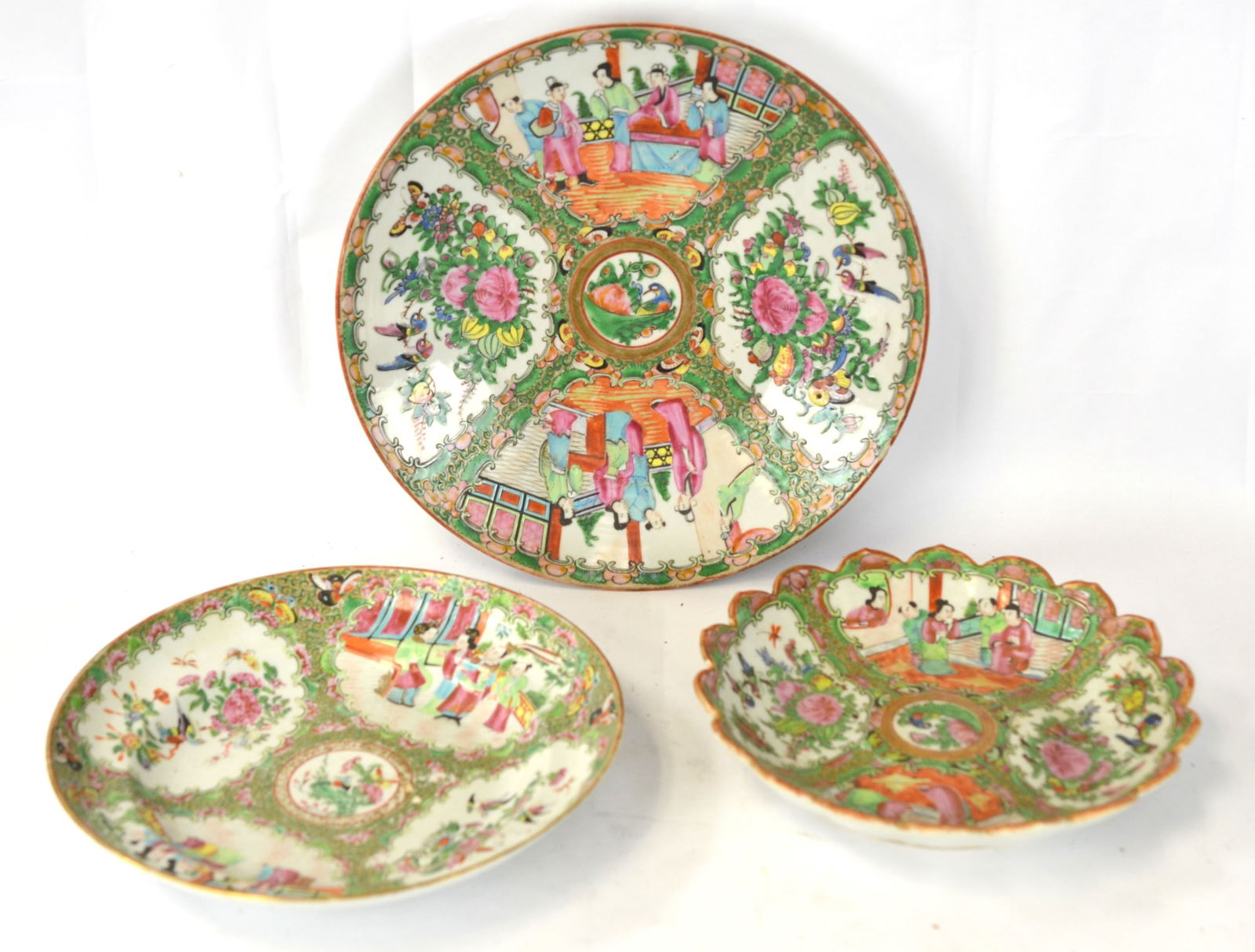 Three Chinese Rose Medallion Plates (1 of 16)