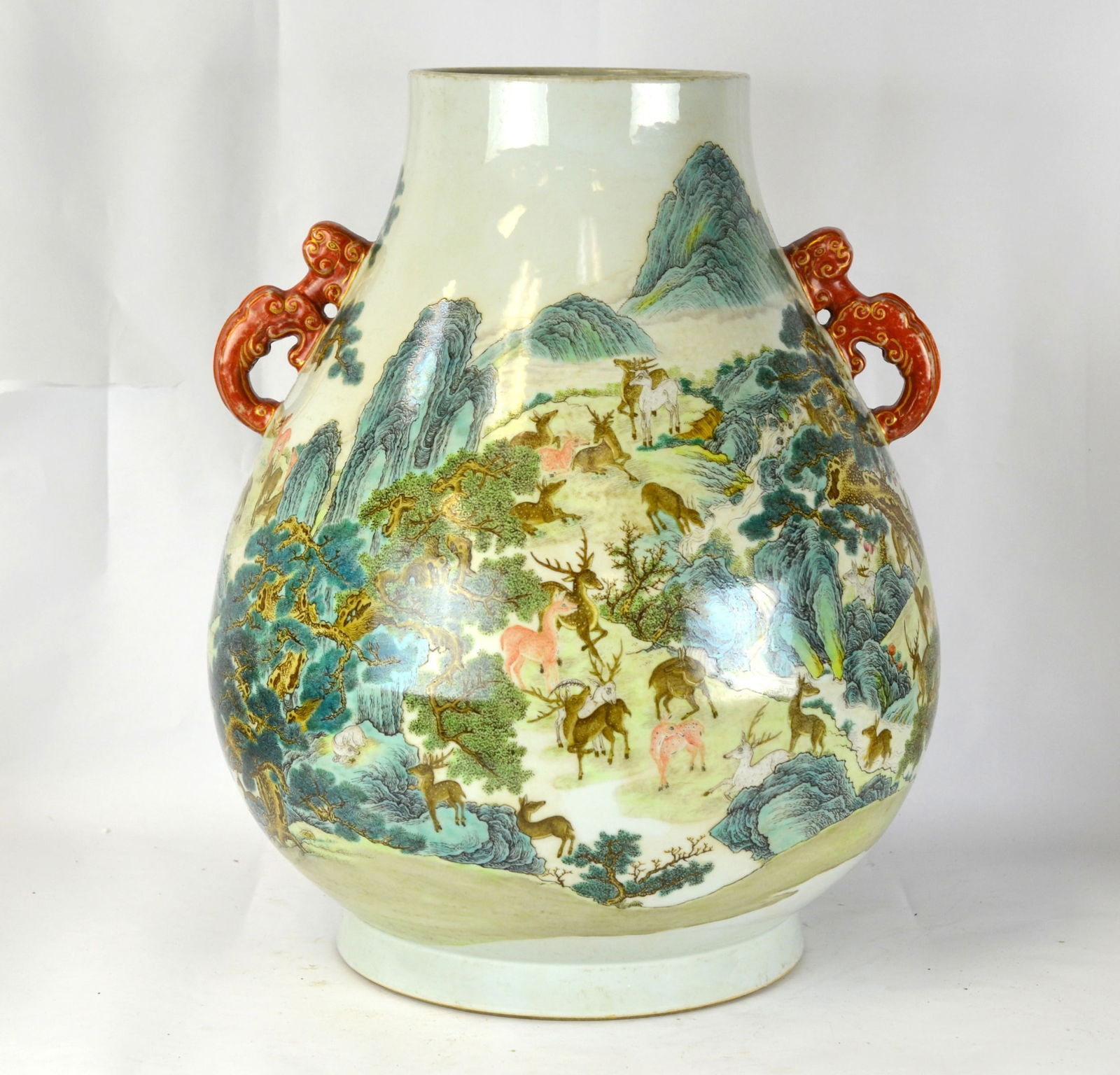 Large Chinese Famille Rose Hundred Deer Vase (1 of 15)