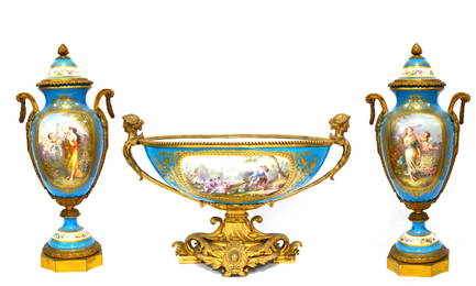 Three Pcs of Sevres Garniture