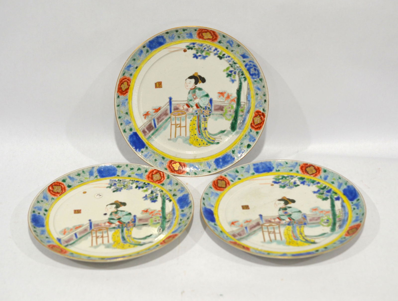 Three Chinese Famiile Verte Plates (1 of 13)