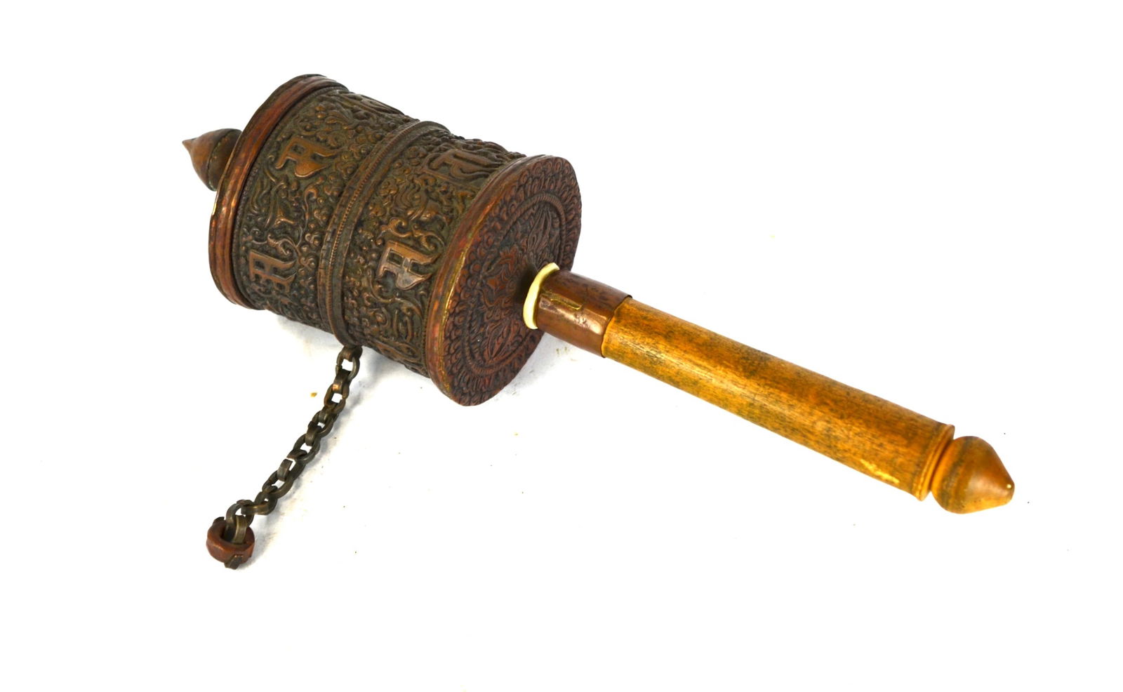 Antique Tibetan Brass Prayer Wheel w Scroll (1 of 7)