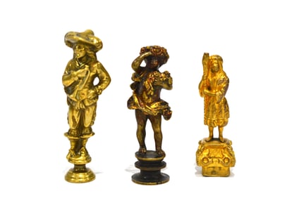 Lot of Three Antique Figural Bronze Seals