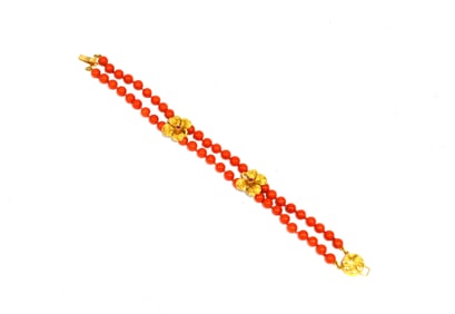 18K Gold & Coral Bracelet