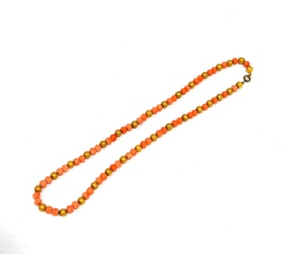 Gold & Coral Beads Necklace
