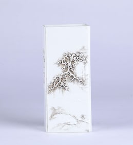 Chinese Rectangular Carved  Brush Pot