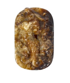 Chinese Carved Brownish Jade Plaque