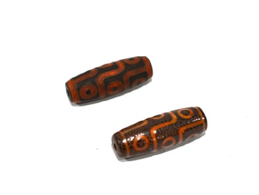 Two Chinese Tibetan Brown Dzi Beads