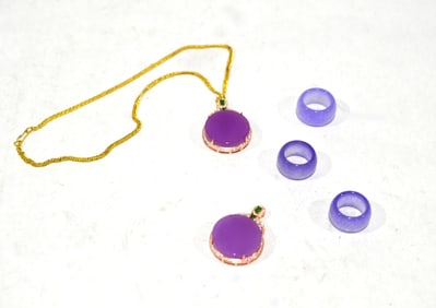Five Chinese Lavender Stone Jewelry