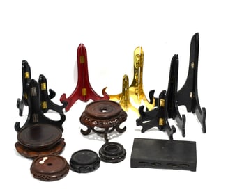 Group Chinese Carved Wood Stands