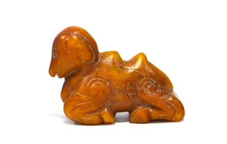 Chinese Brownish Jade Figure of Camel