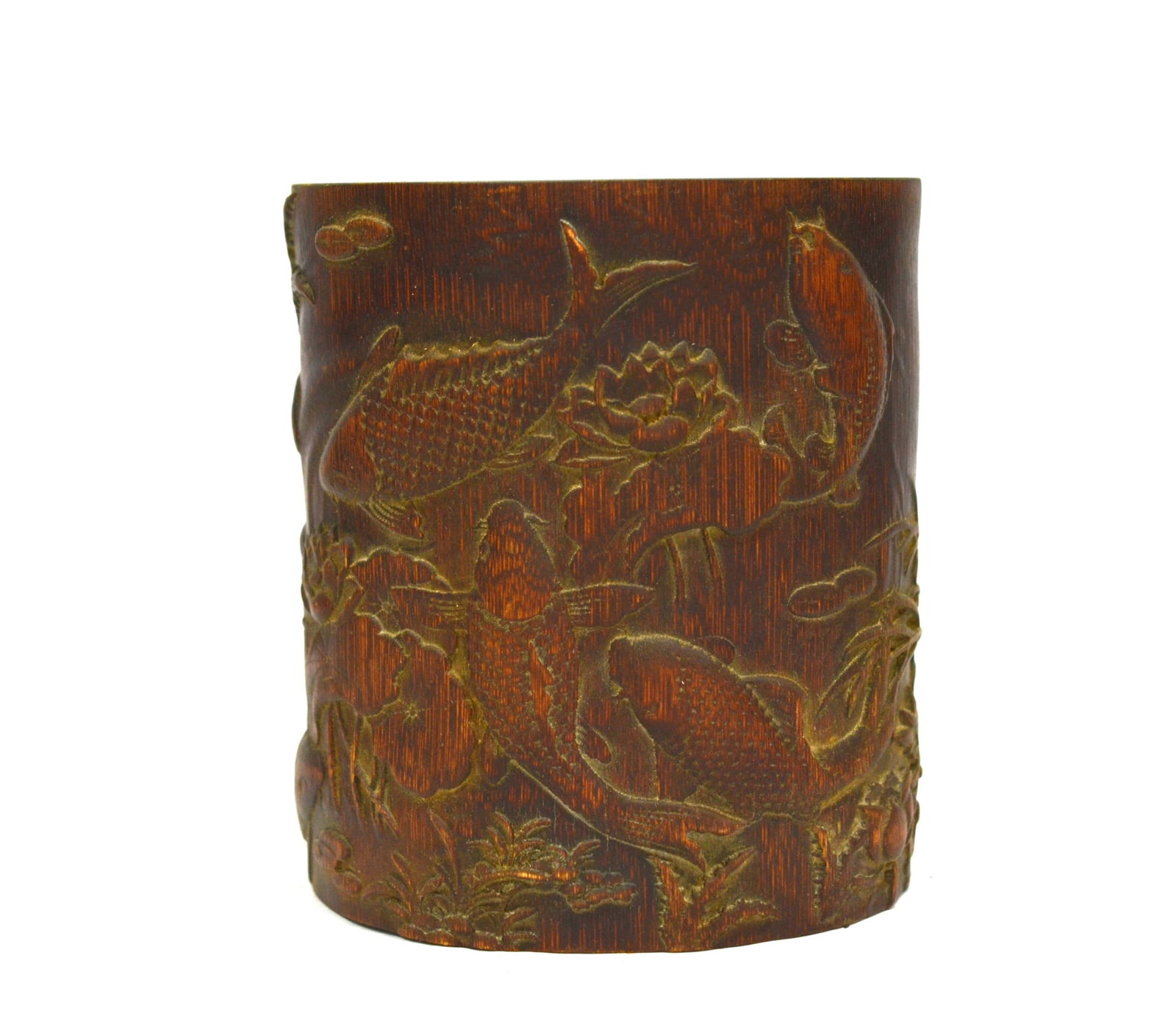 Chinese Carved Fish Bamboo Brush Pot (1 of 8)