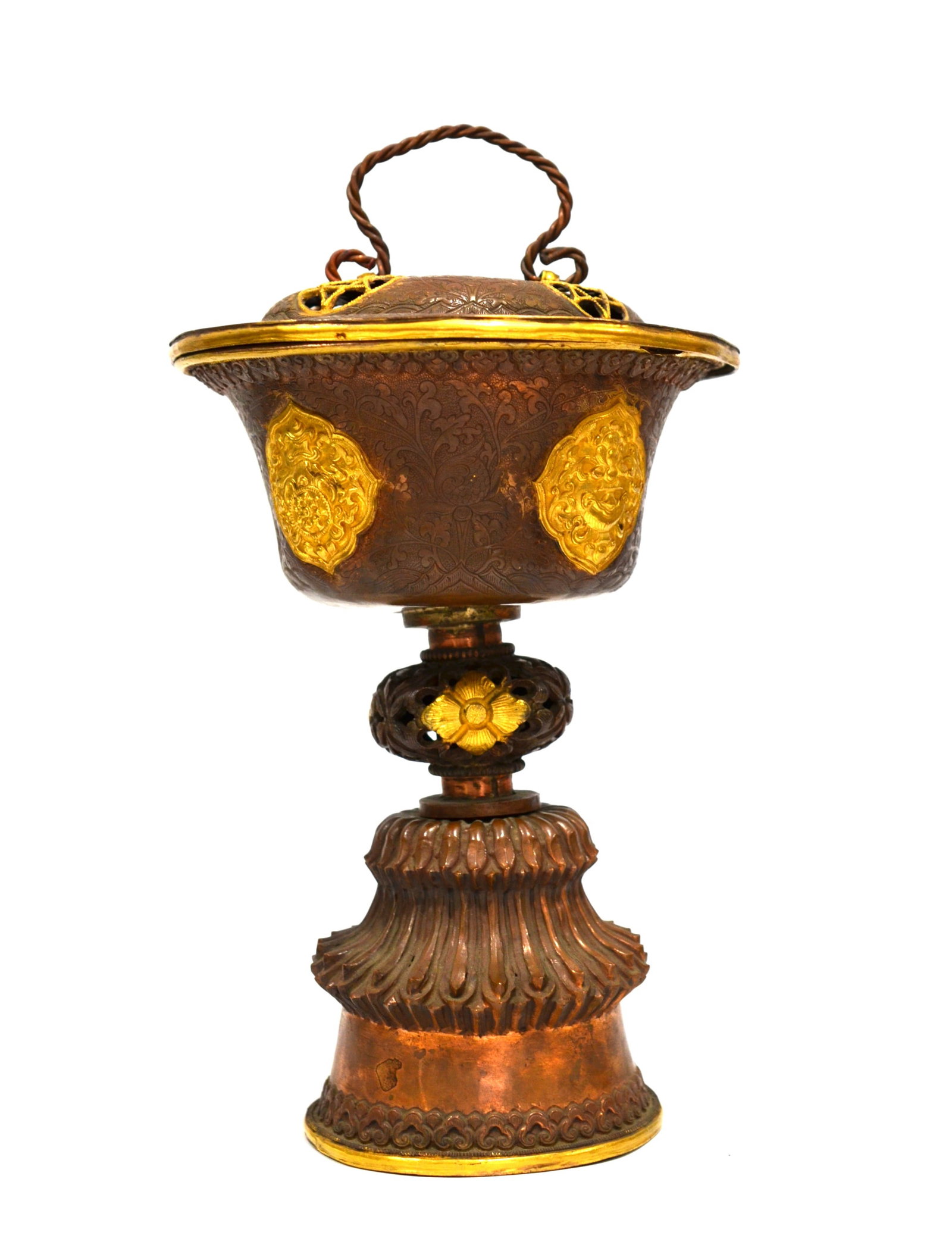 Antique Tibetan Copper Buddhist Butter Lamp (1 of 9)
