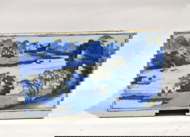 A Blue & White Landscapes Rectangular Planter
