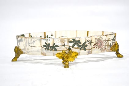 A Baccarat Oval Shape Tray on Gilt Bronze Base