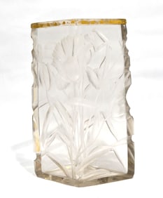 A Webb Etched Diamond Shape Vase