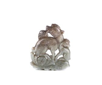 A  Grey Jade Plaque of Deer