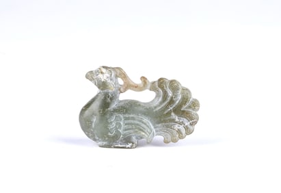 A Celadon Jade Figure of Phoenix Bird