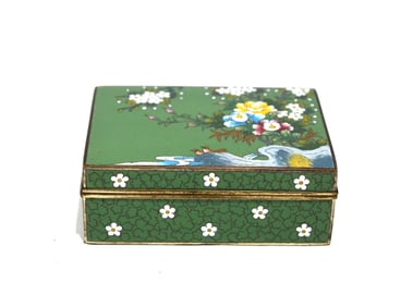 A Green Cloisonne Floral Box