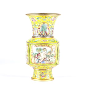 An Enamel on Copper Vase