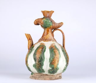 A Sancai Glazed Phoenix Head Pottery Ewer