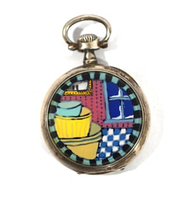 A Silver Enamel Pocket Watch