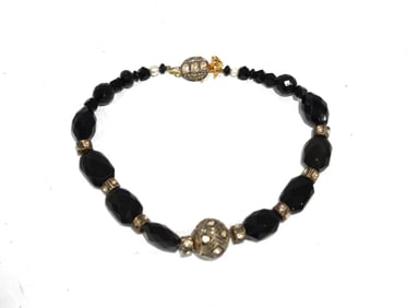 An Antique Black Stone Choker w. Rose Diamonds