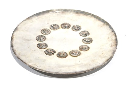 A Silver Plated 12 Zodiac Round Charger