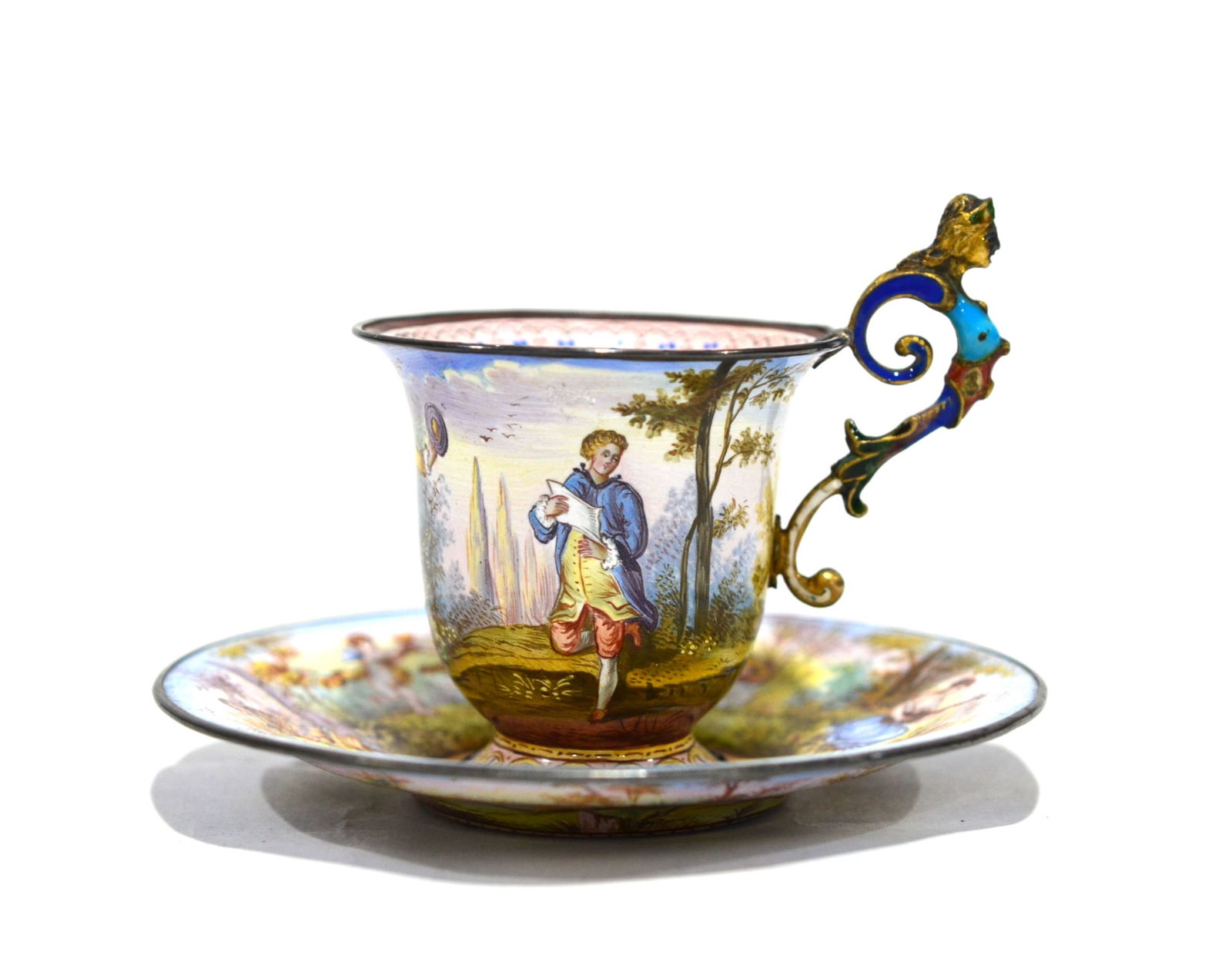 Viennese Enamel on Silver Cup & Saucer (1 of 14)