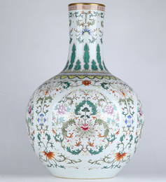 Large Chinese Famille Rose Bottle Vase