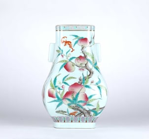 Chinese Famille Rose Peach Vase