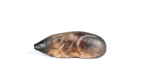 Archaic Chinese Bronze Jade Figure of Pig