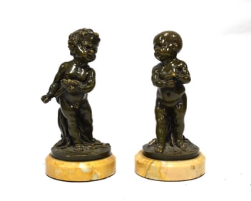 18th C. Pr of Bronze Figure of Boys