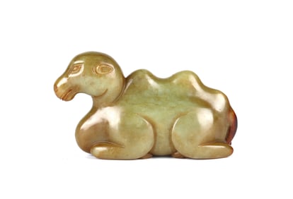 Chinese Carved Yellow Jade Camel