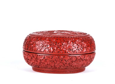 Chinese Round Cinnabar Box