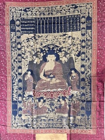 Large Chinese Silk Embroidered Thangka